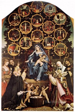 Virgen del Rosario 1539 Renacimiento Lorenzo Lotto Pinturas al óleo